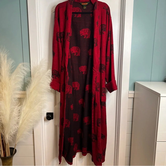 Flyshacker Vintage Men’s Clothing Company Red Black Bear Tie Robe. Size Large. - Picture 7 of 13